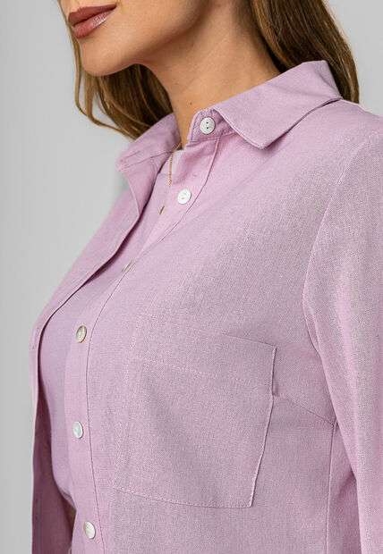 Camisa Alfaiataria Linho M/L Com Bolso Rosa Salvatore