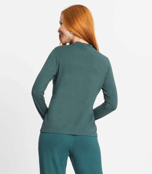 Blusa Feminina Manga Longa Gola Alta Rovitex Verde