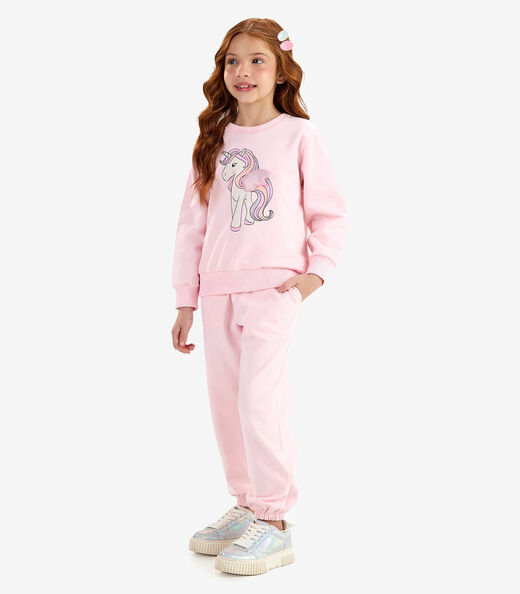 Conjunto Blusão com Calça Rovi Kids Moletom Rosa