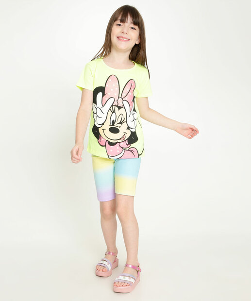Camiseta Infantil Estampa Minnie Disney Tam 4 a 10
