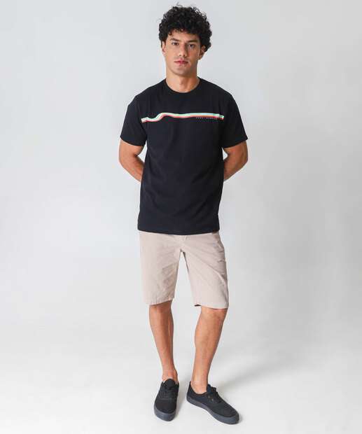 Camiseta Masculina Estampa Listras MR Preto