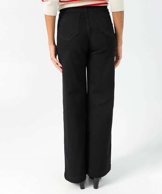 Calça Wide Leg Pantalona Feminina Sarja Sawary