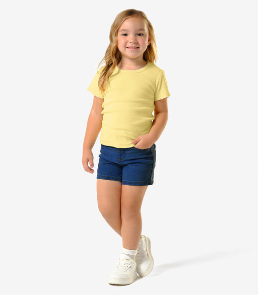 Conjunto Infantil Blusa E Shorts Jeans Trick Nick Amarelo