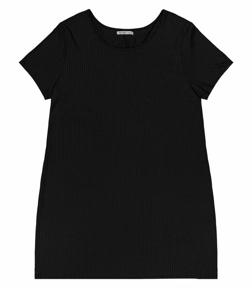 Vestido Plus Size Canelado Secret Glam Preto