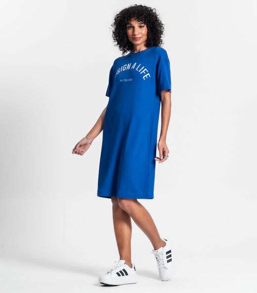 Vestido Curto Em Molecotton Rovitex Azul