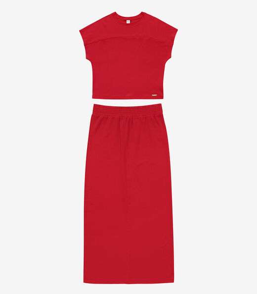 Conjunto Blusa Com Saia Rovitex Vermelho