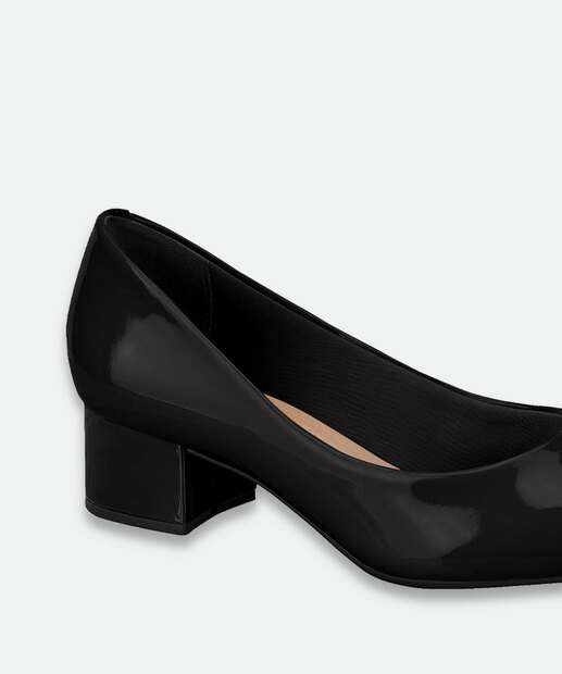 Scarpin Feminino Salto Grosso Verniz Beira Rio Preto