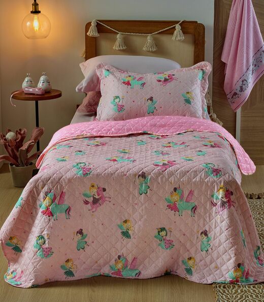 Kit Cobre Leito Casual Kids Solteiro Appel Rosa