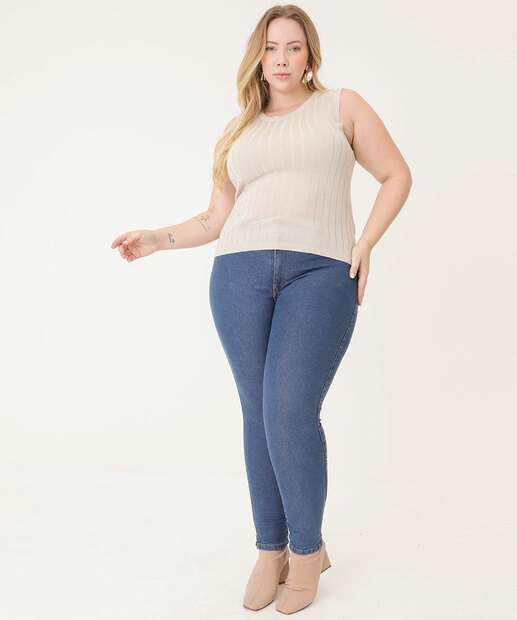 Blusa Regata Plus Size Tricô Lurex Marisa
