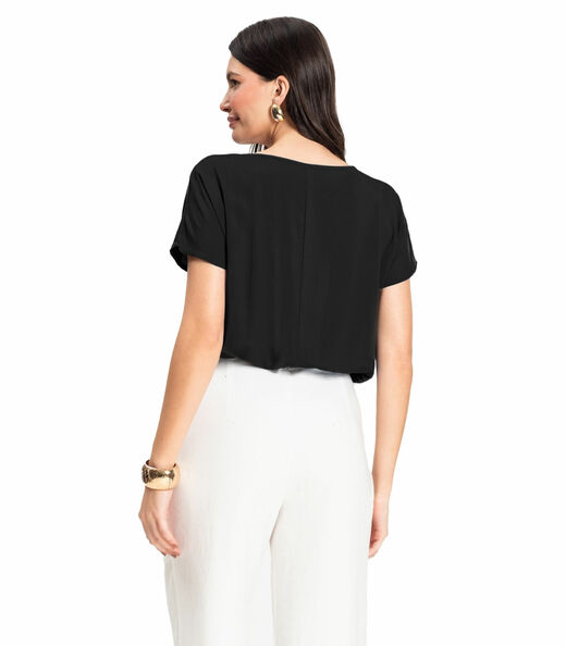 Blusa Feminina manga curta Infinita Cor Preto
