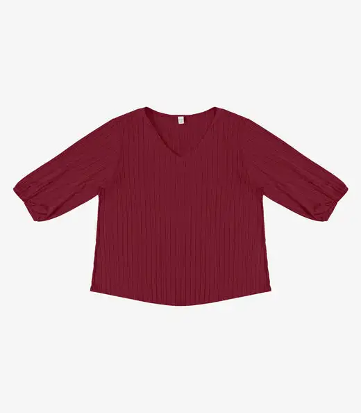 Blusa Canelada Plus Infinita Cor Vermelho