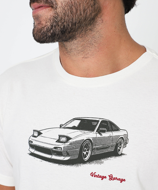 Camiseta Masculina Carro Manga Curta Marisa Off White