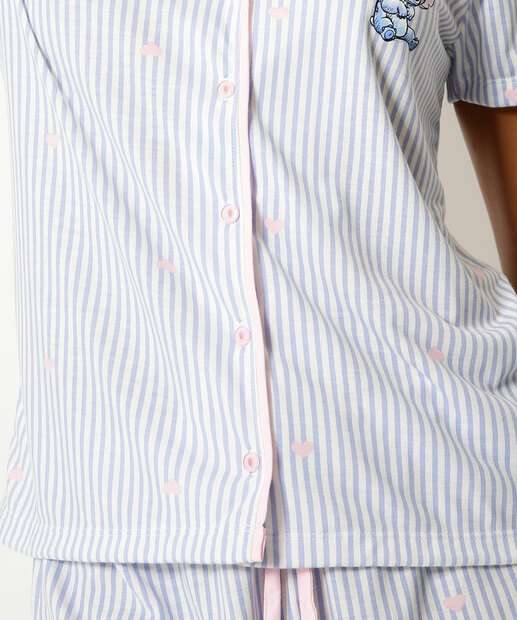 Pijama Americano Listrado Stitch Manga Curta Disney