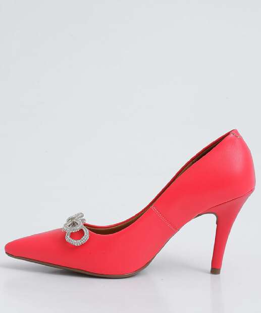 Scarpin Feminino Salto Fino Laço Strass Vizzano