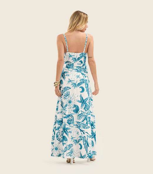 Vestido Longo Feminino em Meia Malha Endless Azul