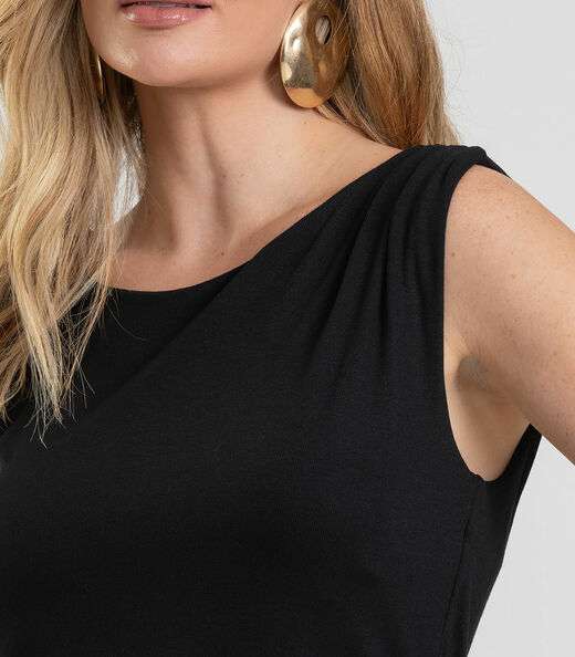 Regata Feminina em Visco Tricot Dianna Preto