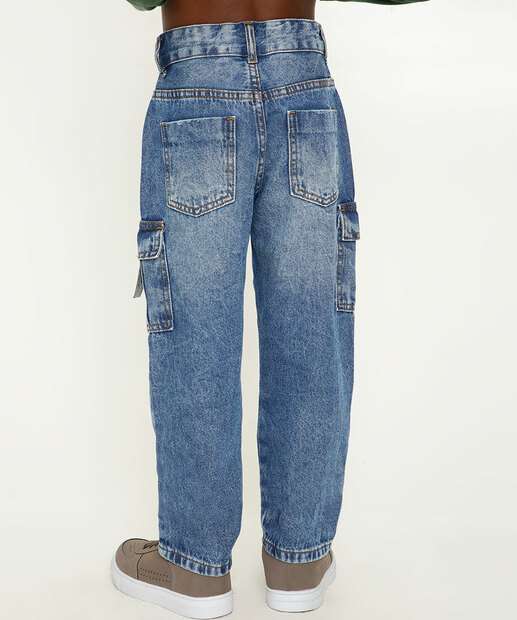 Calça Infantil Cargo Jeans MR Tam 4 a 10