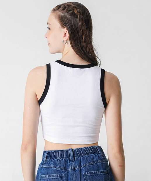 Blusa Juvenil Cropped Stitch Tam 10 a 16 Off White
