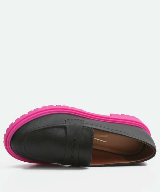 Mocassim Loafer Feminino Salto Grosso Tratorado Vizzano