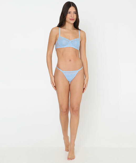 Calcinha String Renda Marisa Azul