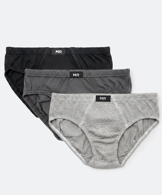 Image_Kit 3 Cuecas Infantil Slip Lisa Marisa Tam 2 a 12 Cinza