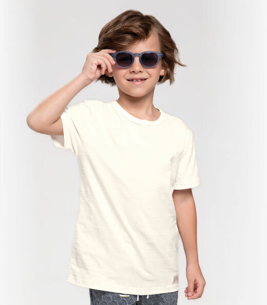 Camiseta Infantil Masculina  Meia Malha Trick Nick Bege