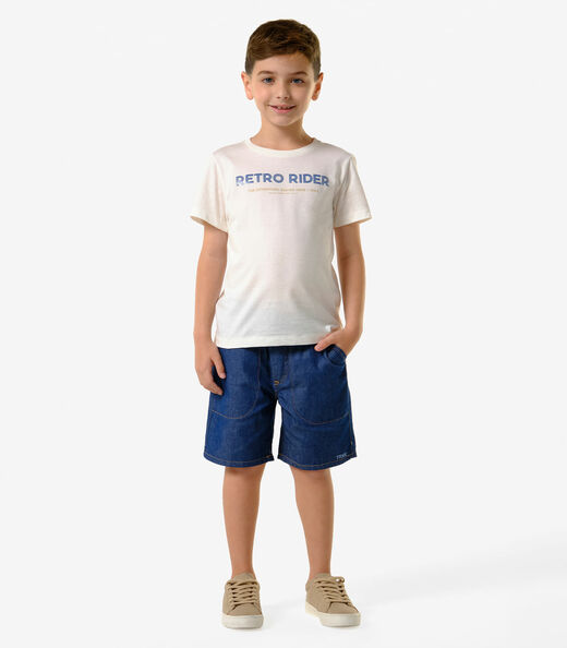 Conjunto Infantil Camiseta Com Bermuda Trick Nick Bege