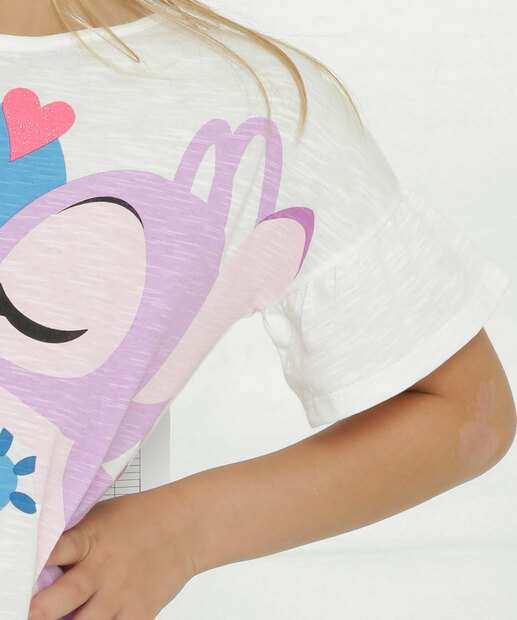 Camiseta Infantil Flamê Angel E Stitch Disney Tam 4 a 10