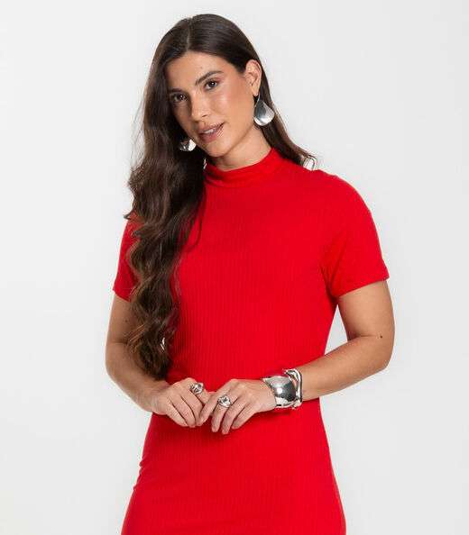 Vestido Feminino Canelado Infinita Cor Vermelho