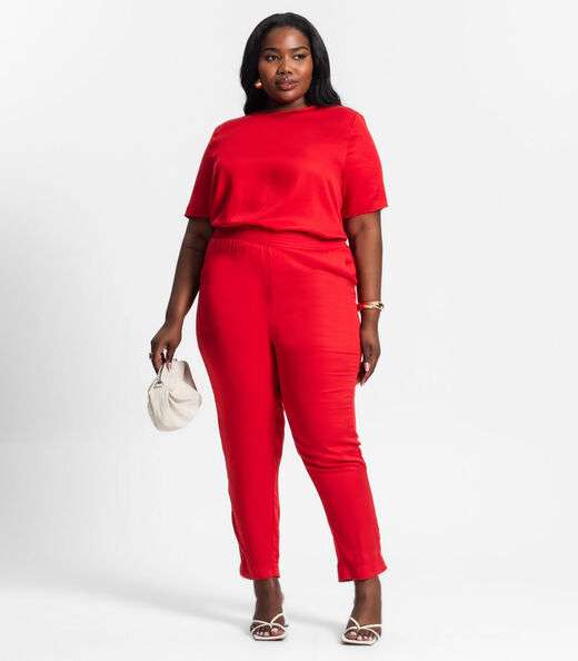Blusa Plus Size Feminina Manga Curta Secret Glam Vermelho