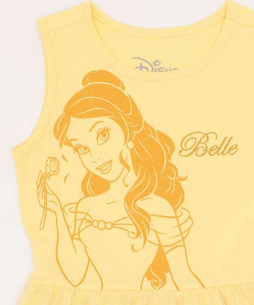 Vestido Infantil Fantasia Tule Bela Disney Tam 4 a 10