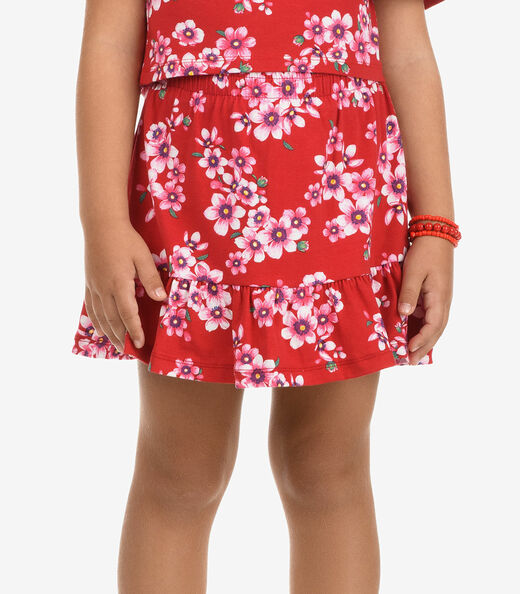 Conjunto Blusa com Saia Cotton Rovi Kids Vermelho