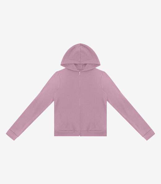 Jaqueta com Capuz em Moletom Rovitex Rosa