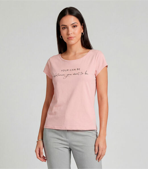 Blusa Feminina Meia Malha Com Estampa Infinita Cor Rosa