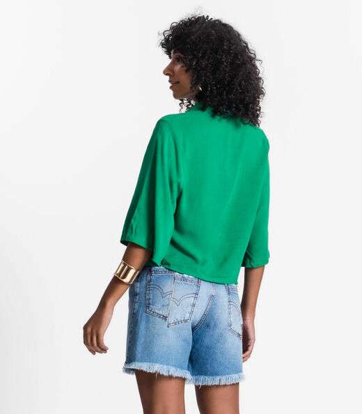 Camisa Feminina Cropped Com Nó Select Verde