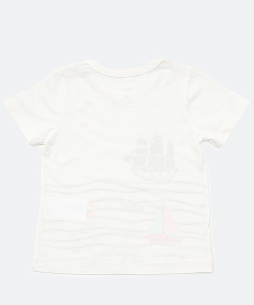 Camiseta Infantil Estampa Barco Marisa Tam 1 a 3 Off White