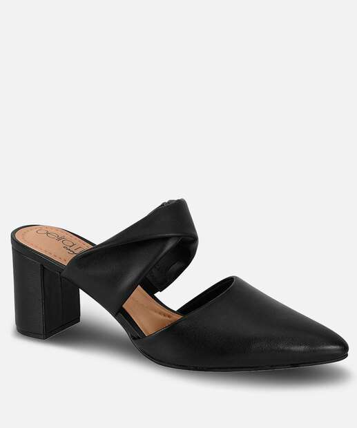 Scarpin Mule Feminino Salto Grosso Tira Beira Rio 