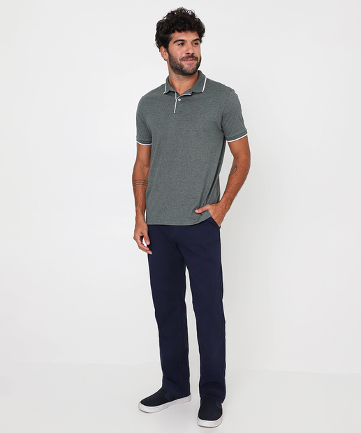 Image_Calça Masculina Slim Sarja Chino Bolsos Marisa Azul