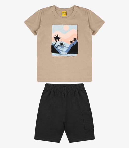 Image_Conjunto Camiseta com Bermuda Menino Rovi Kids Marrom