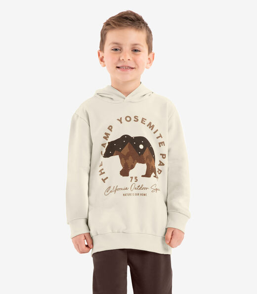 Conjunto Blusão Com Capuz E Calça Rovi Kids Bege