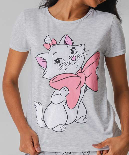 Pijama Feminino Estampa Marie Disney Cinza