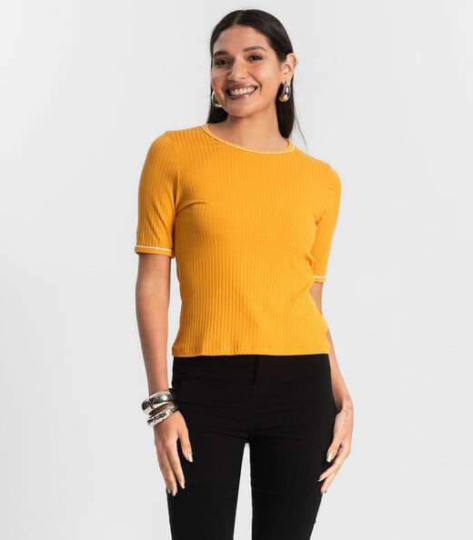 Image_Blusa Feminina Ribana Canelada Amarelo