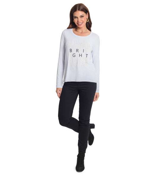 Blusa Manga Longa Estampada Rovitex Branco