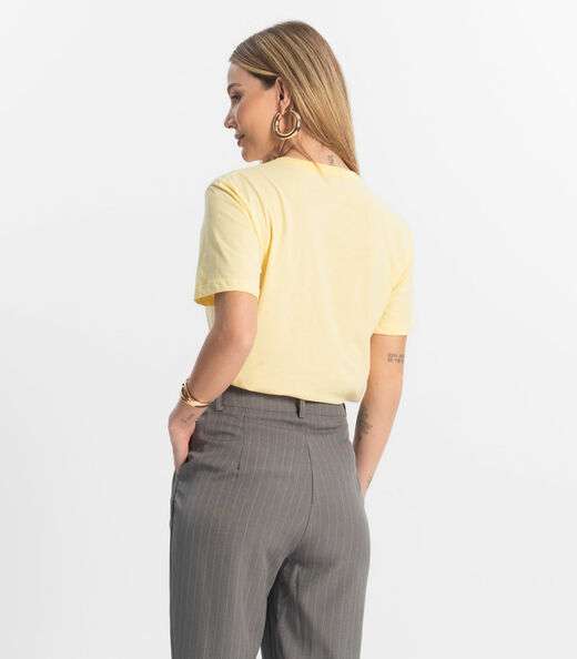 Blusa Básica Feminina Meia Malha Rovitex Amarelo