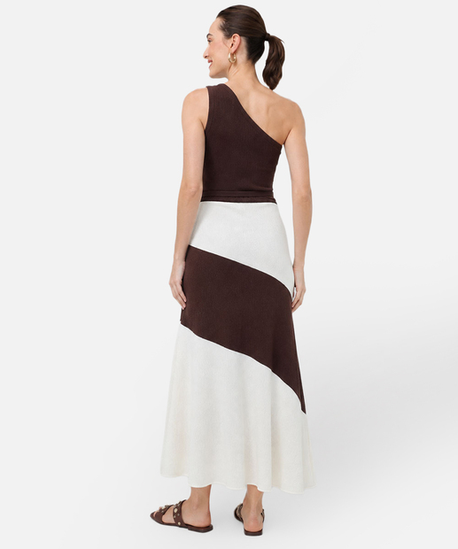 Vestido Ombro Só Feminino Bicolor Marisa Marrom