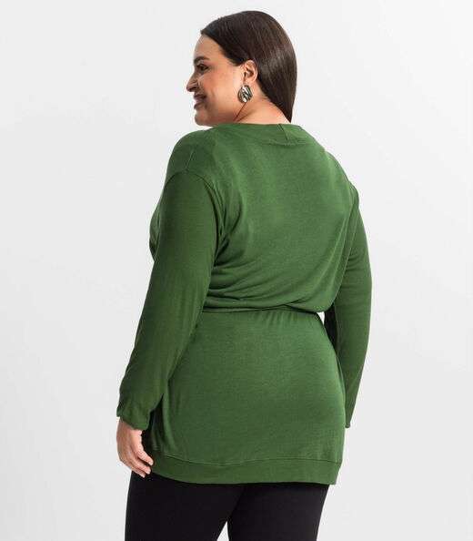 Cardigan Plus Size Feminino Secret Glam Verde