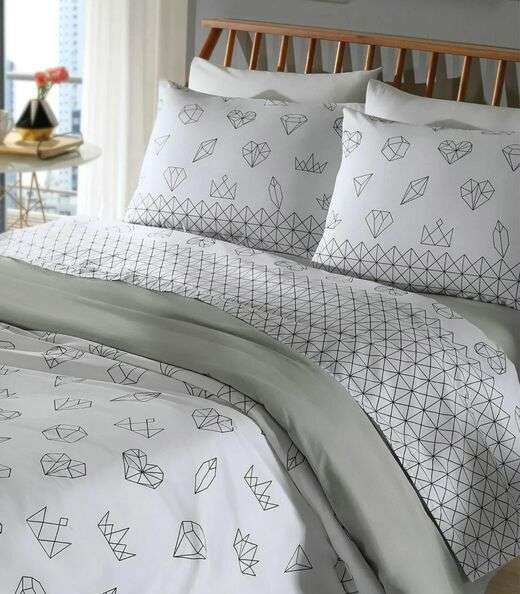 Jogo De Cama Casal Geométrico 150 Fios Lar E Lazer Branco