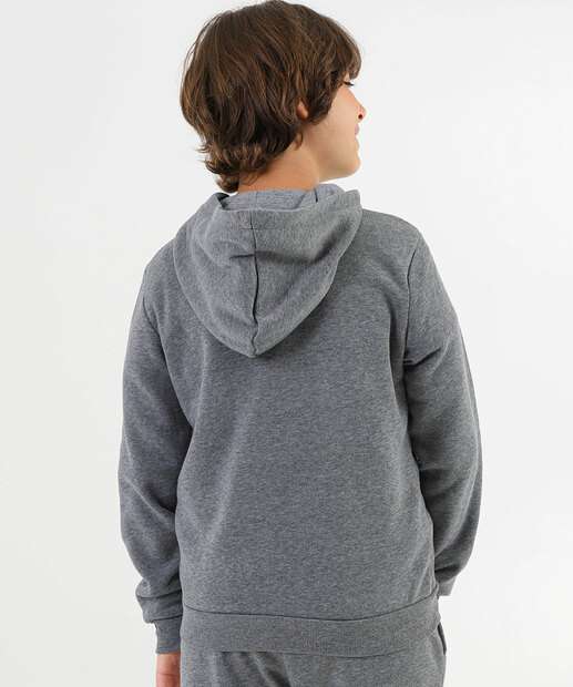 Casaco Juvenil Moletom Capuz Marisa Tam 10 a 16 Cinza