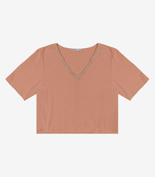 T- shirt em V Feminina Endless Marrom