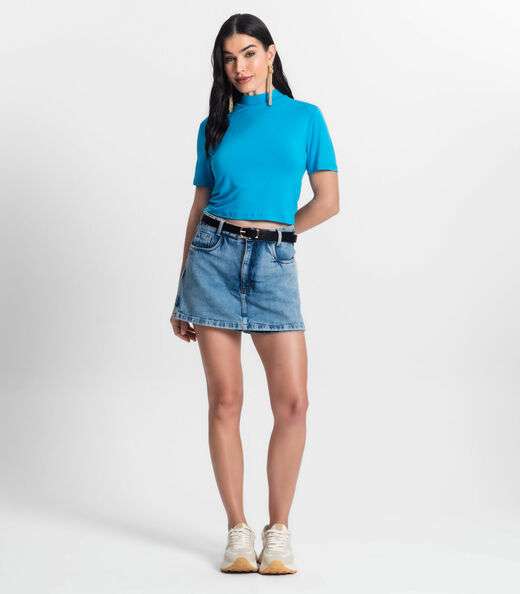 Blusa Feminina Gola Alta Select Azul